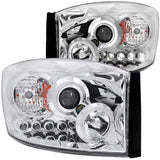 ANZO 2006-2008 Dodge Ram 1500 Faros delanteros con proyector con halo cromado