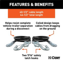 Cargar imagen en el visor de la galería, RockJock Curt Towing Safety Cable Kit 44 1/2in Long w/ 2 Snap Hooks 5000lbs 2-Pack