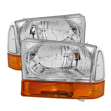 Cargar imagen en el visor de la galería, Xtune Ford F250/350/450 Superduty 99-04 Crystal Headlights Chrome HD-JH-FF25099-AMB