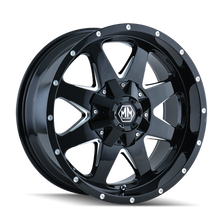 Cargar imagen en el visor de la galería, Mayhem 8040 Tank 20x9 / 5x114.3 BP / -12mm Offset / 87mm Hub Black w/ Milled Spokes Wheel