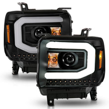 Cargar imagen en el visor de la galería, ANZO 2014-2015 GMC Sierra 1500 Faros delanteros con barra de luz, carcasa negra (tipo halógeno)