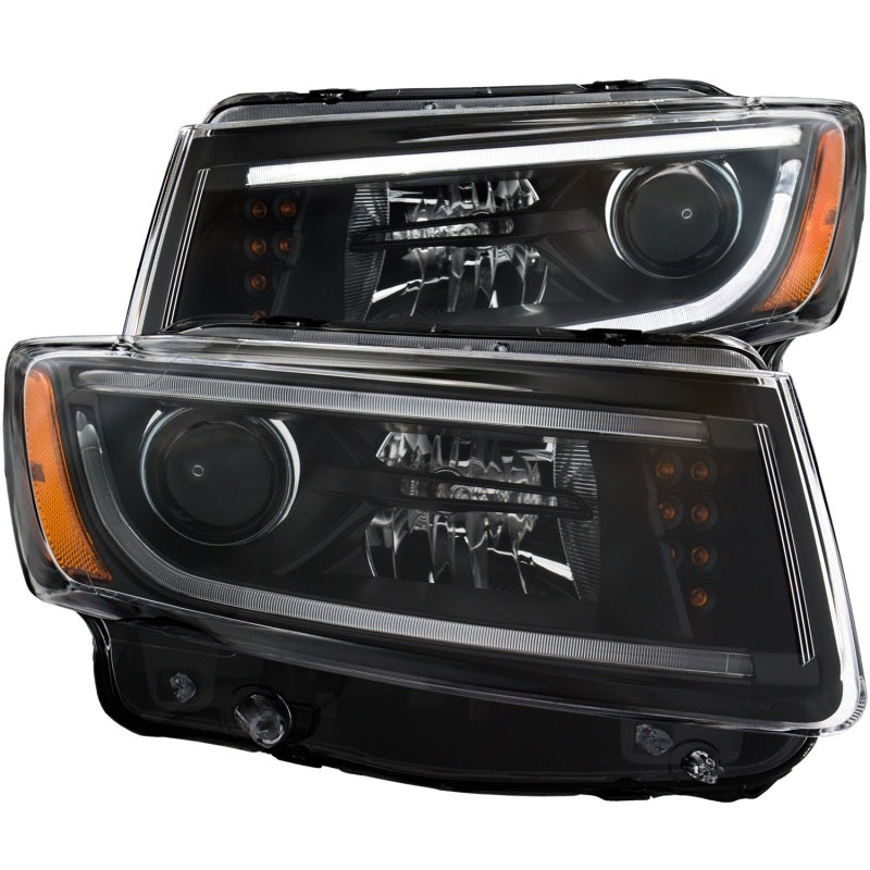 ANZO Faros delanteros tipo proyector para Jeep Grand Cherokee 2014-2015 con diseño estilo tablón, color negro