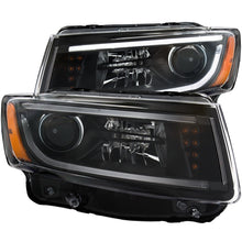 Cargar imagen en el visor de la galería, ANZO Faros delanteros tipo proyector para Jeep Grand Cherokee 2014-2015 con diseño estilo tablón, color negro