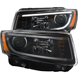ANZO Faros delanteros tipo proyector para Jeep Grand Cherokee 2014-2015 con diseño estilo tablón, color negro