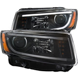 ANZO Faros delanteros tipo proyector para Jeep Grand Cherokee 2014-2015 con diseño estilo tablón, color negro