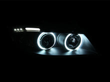 Cargar imagen en el visor de la galería, ANZO 2006-2008 BMW 3 Series E90-E91 Projector Headlights w/ Halo w/ LED Bar Black (CCFL)