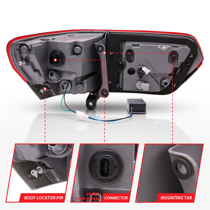 ANZO 2014-2016 Jeep Grand Cherokee luces traseras LED rojo/ahumado