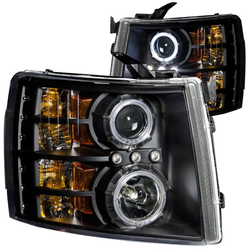 ANZO 2007-2013 Chevrolet Silverado 1500 Faros delanteros proyectores con halo negro