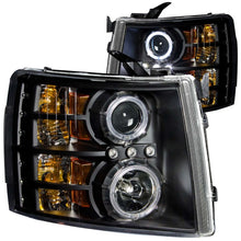 Cargar imagen en el visor de la galería, ANZO 2007-2013 Chevrolet Silverado 1500 Faros delanteros proyectores con halo negro