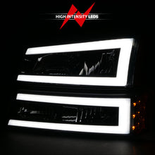 Cargar imagen en el visor de la galería, ANZO 2003-2006 Chevrolet Silverado 1500 Faros delanteros de cristal con barra de luz, carcasa negra