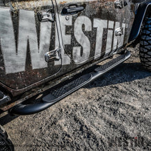 Cargar imagen en el visor de la galería, Westin 18-22 Jeep Wrangler JLU 4dr Platinum 4 Oval Nerf Step Bars - Tex. Blk