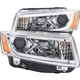 ANZO Faros delanteros tipo proyector para Jeep Grand Cherokee 2014-2015 con diseño estilo tablón cromados