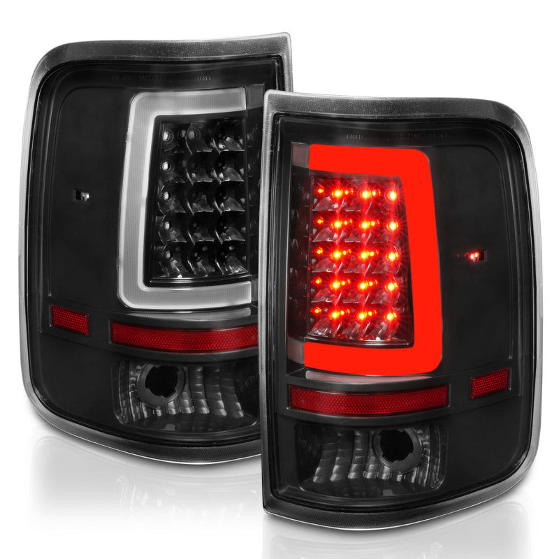 ANZO 2004-2006 Ford F-150 luces traseras LED con barra de luz, carcasa negra, lente transparente