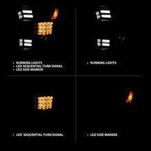 Cargar imagen en el visor de la galería, Faros delanteros ANZO 15-17 Ford F-150 Project con diseño estilo tablón negro con señal de giro secuencial ámbar