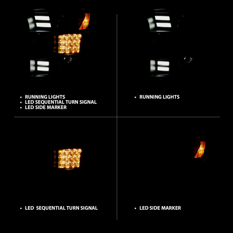 Faros delanteros ANZO 15-17 Ford F-150 Proj con diseño estilo tablón cromados con señal de giro secuencial ámbar