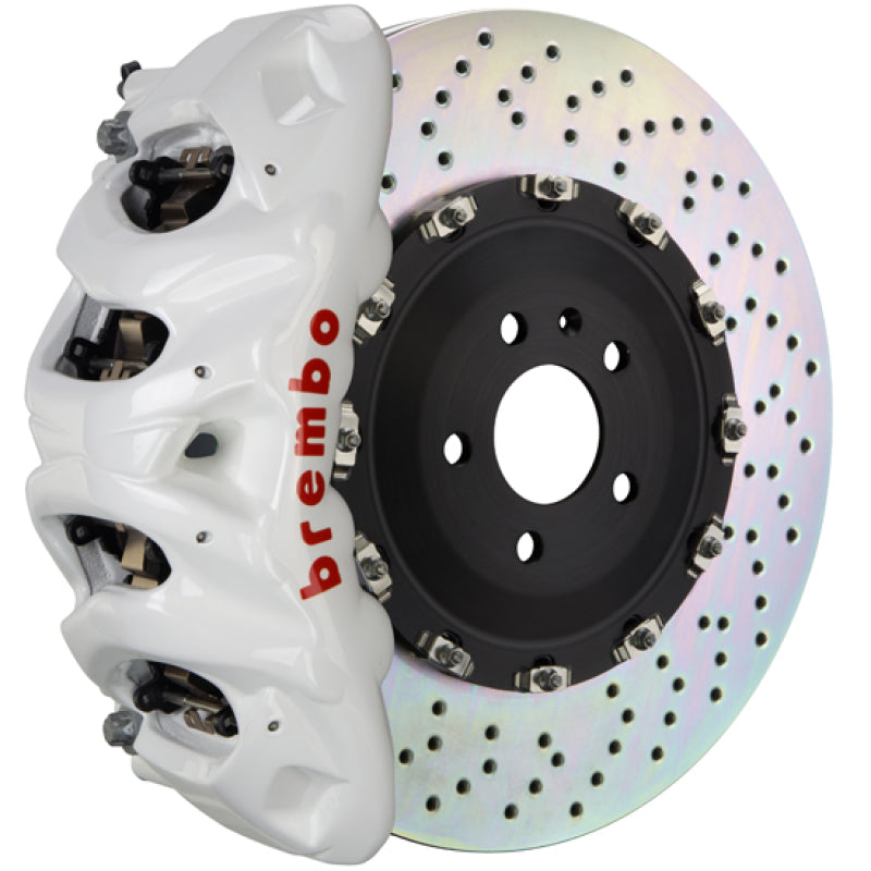 Brembo 20+ Corvette C8/C8 Z51 Delantero GT BBK 6 pistones fundidos 380x34 2 piezas Rotor perforado - Blanco