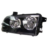 Left Halogen Headlight for 2008-2010 Dodge LX Charger; Incl. Bulbs & Harness