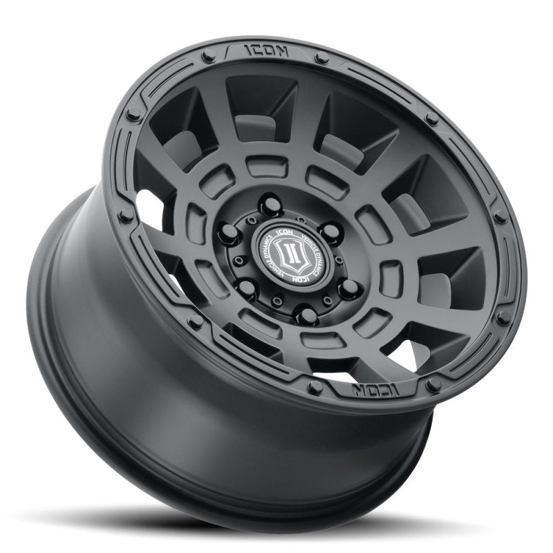ICON Thrust 17x8.5 5x150 25mm Offset 5.75in BS Rueda negra satinada