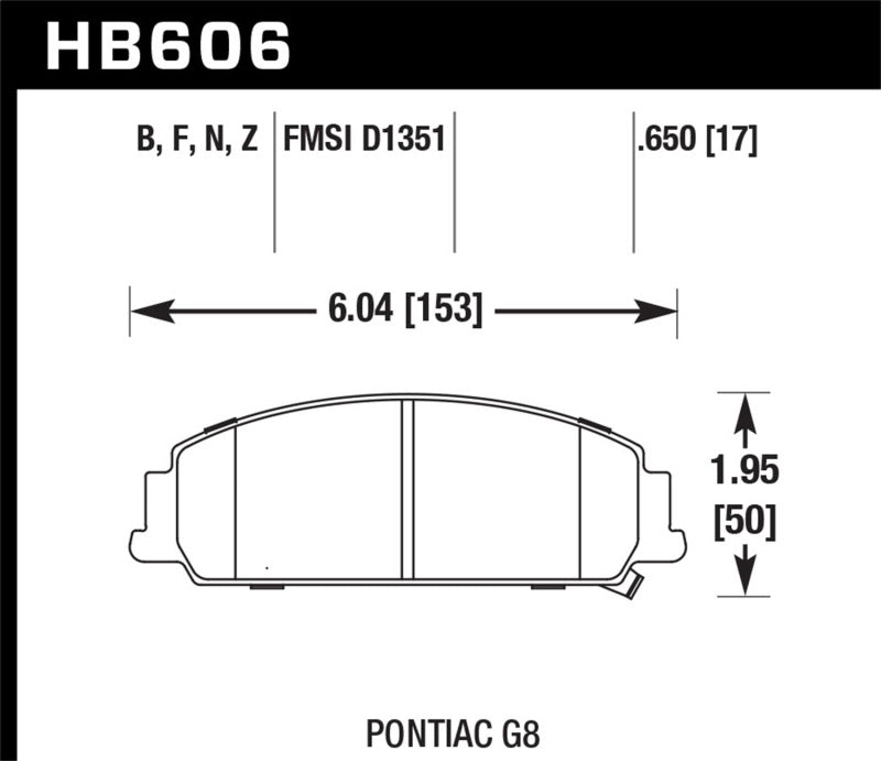 Hawk 08-09 Pontiac G8 3.6 Base/6.0 HP+ Pastillas de freno delanteras de calle