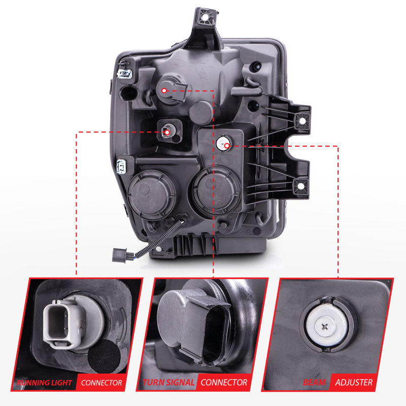 ANZO 2008-2010 Ford F-250 Faros delanteros con proyector con halo negro (CCFL)