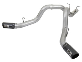 aFe ATLAS Sistema de escape de acero de aluminio con respaldo DPF de 4 pulgadas con punta negra de doble salida 2017 GM Duramax 6.6L (td)