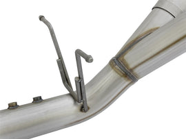 aFe ATLAS Sistema de escape de acero de alumbre con respaldo DPF de 4 pulgadas con punta pulida de doble salida 2017 GM Duramax 6.6L (td)