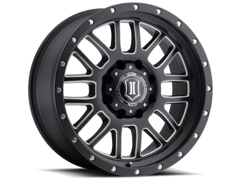 ICON Alpha 20x9 8x6.5 19mm Offset 5.75in BS 125.2mm Diámetro Negro satinado/Rueda para ventanas fresadas