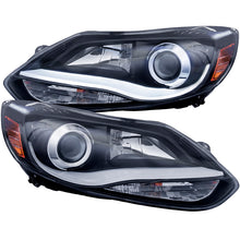 Cargar imagen en el visor de la galería, ANZO 2012-2014 Ford Focus Projector Headlights w/ Plank Style Design Black