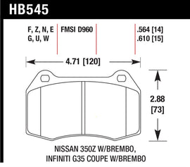 Hawk 03-07 G35/350z con pastillas de freno delanteras Brembo Performance Ceramic Street
