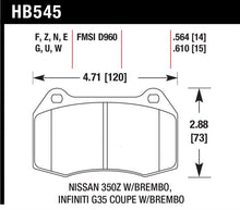 Cargar imagen en el visor de la galería, Hawk 03-04 Infiniti G35 / 04-09 Nissan 350z con frenos Brembo DTC-70 Pastillas de freno delanteras de carrera