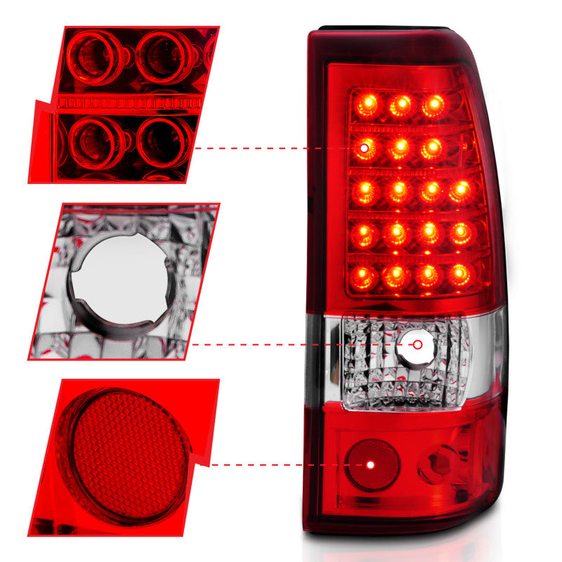 ANZO 2003-2006 Chevrolet Silverado 1500 luces traseras LED rojo/transparente