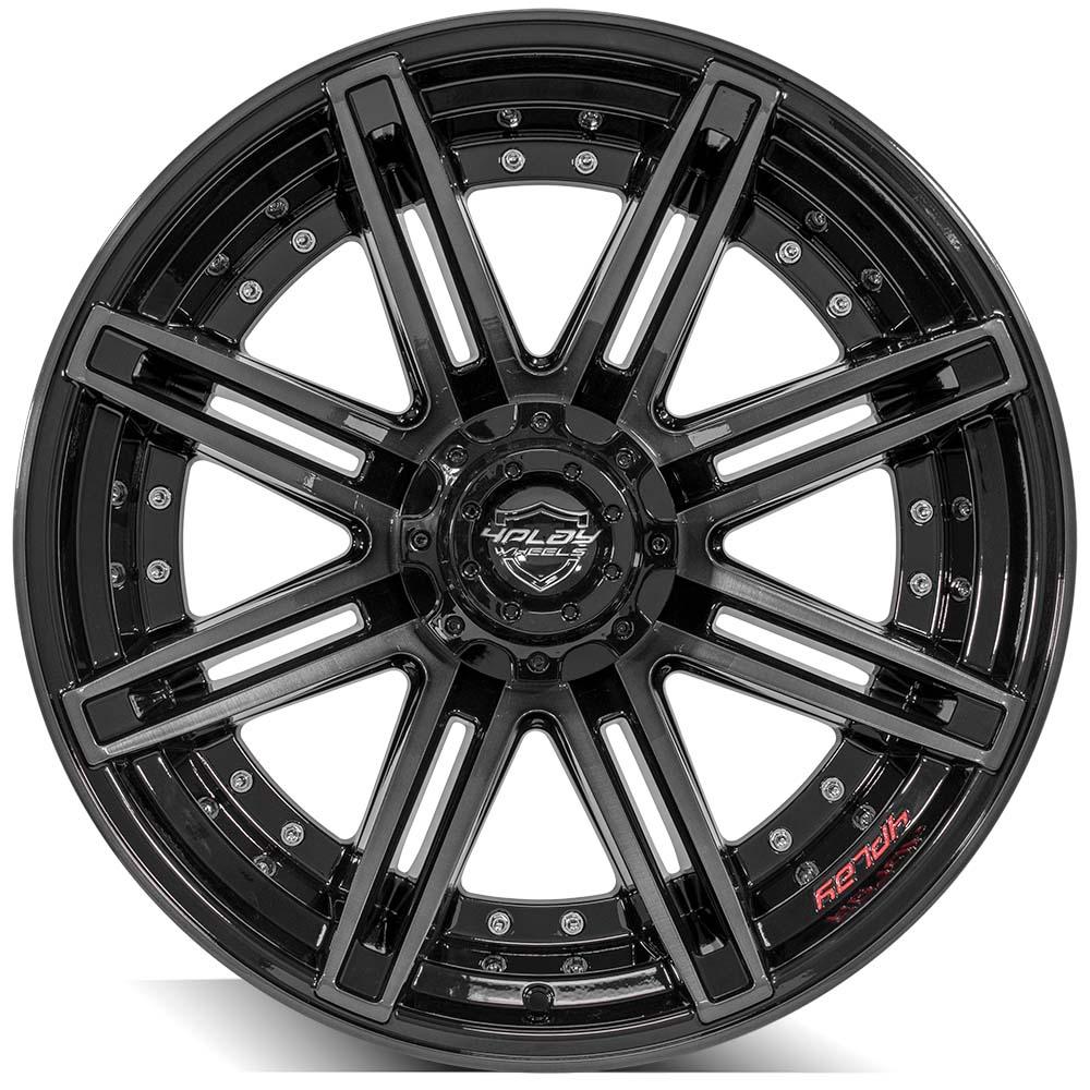 4PLAY Gen2 4P08 22x12 6x135mm & 6x5.5" Gloss Black w/ Brushed Face & Tinted Clear