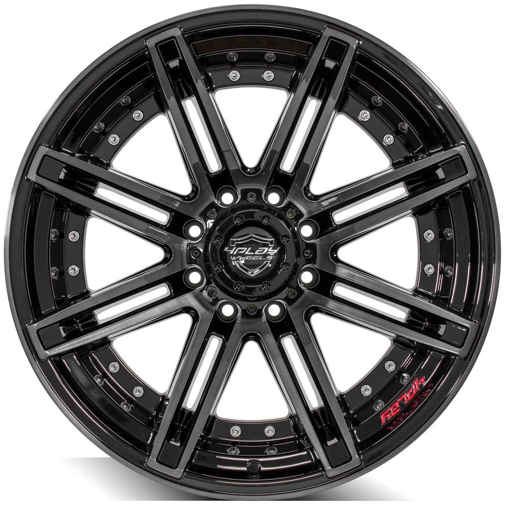 4PLAY Gen2 4P08 22x12 8x170mm Gloss Black w/ Brushed Face & Tinted Clear
