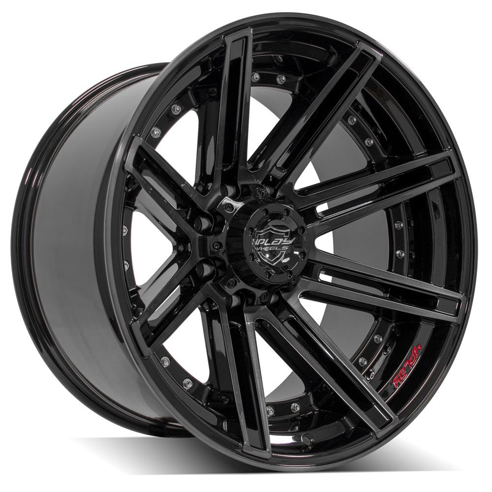 4PLAY Gen2 4P08 22x12 8x180mm Gloss Black w/ Brushed Face & Tinted Clear