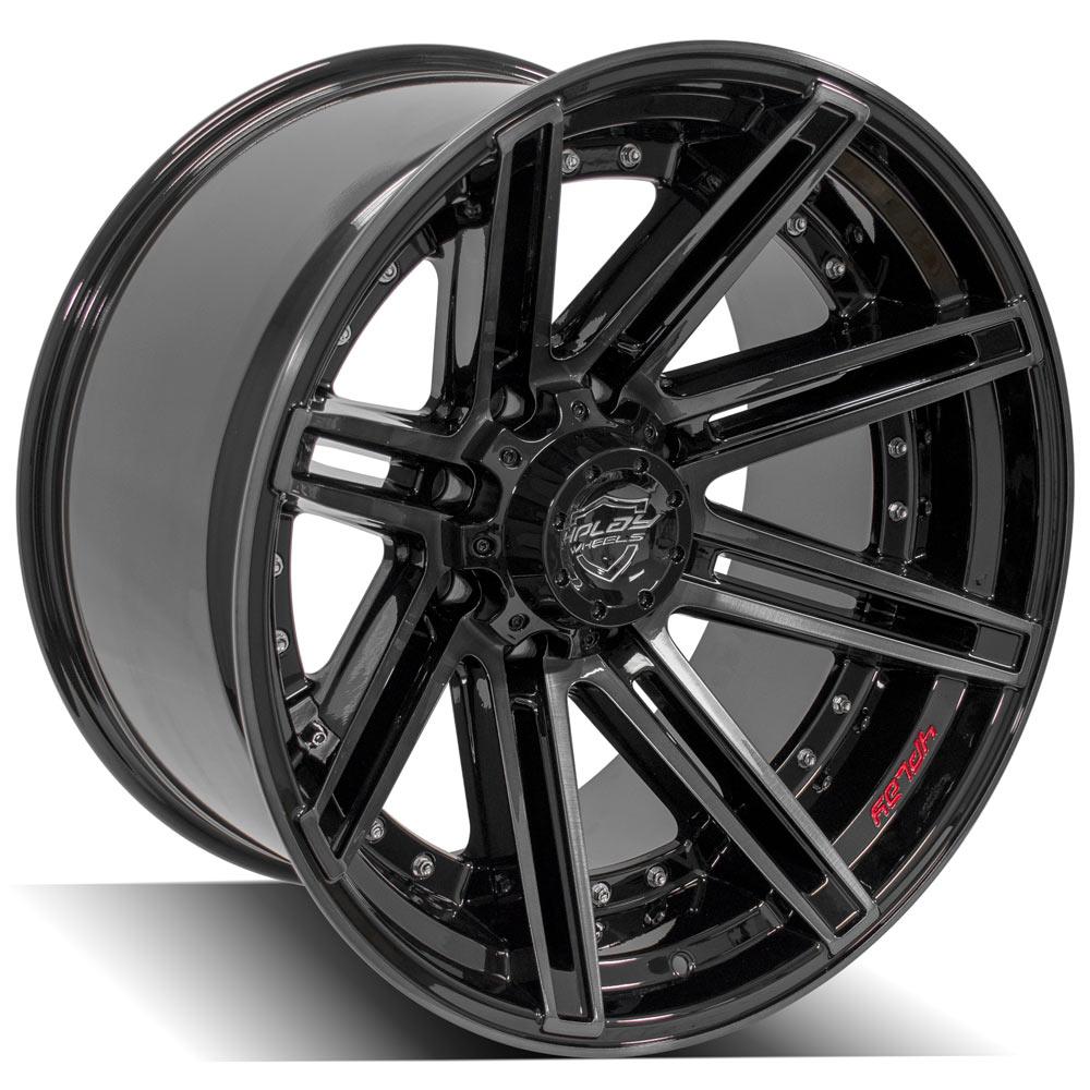 4PLAY Gen2 4P08 22x12 8x180mm Gloss Black w/ Brushed Face & Tinted Clear