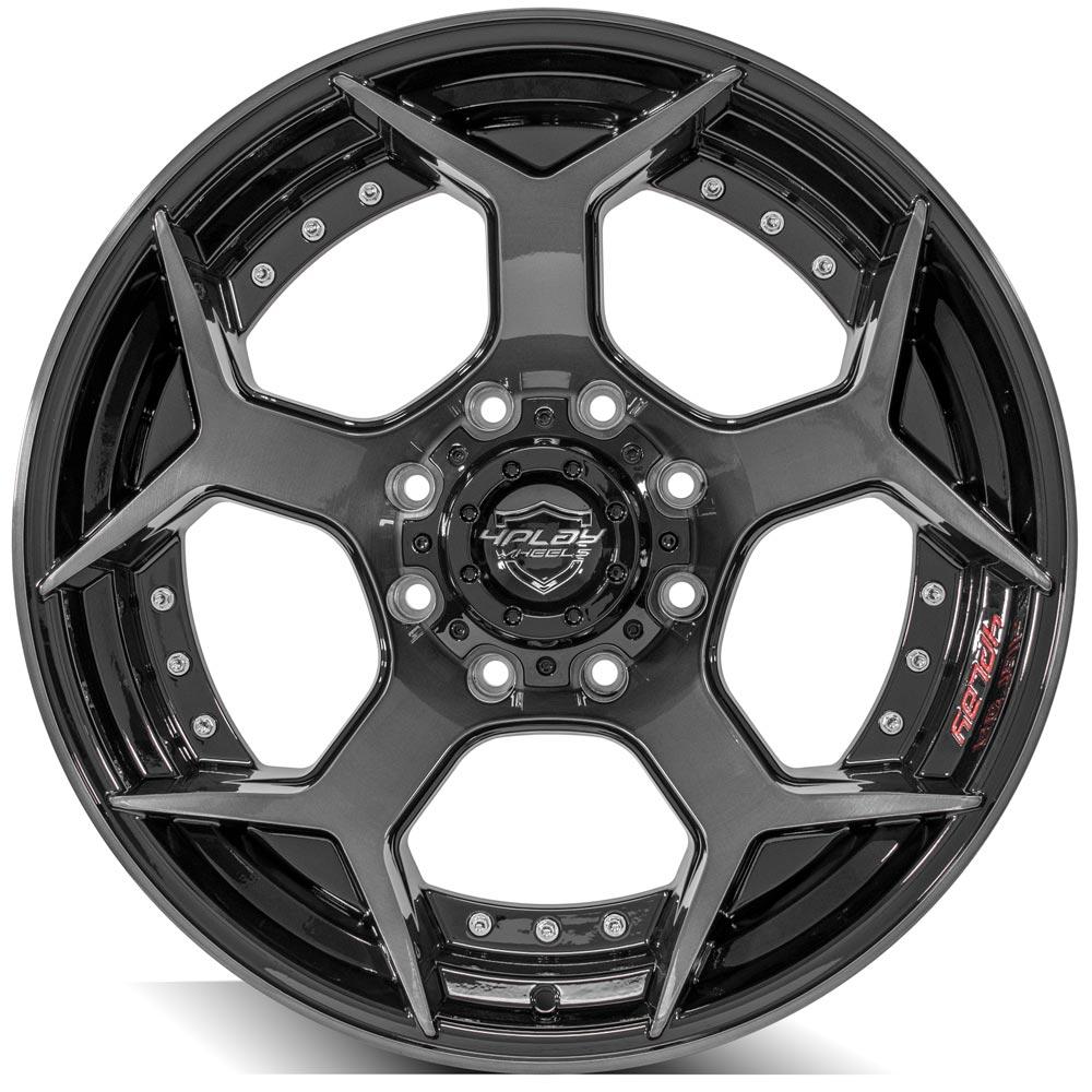 4PLAY Gen2 4P50 22x10 8x180mm Gloss Black w/ Brushed Face & Tinted Clear
