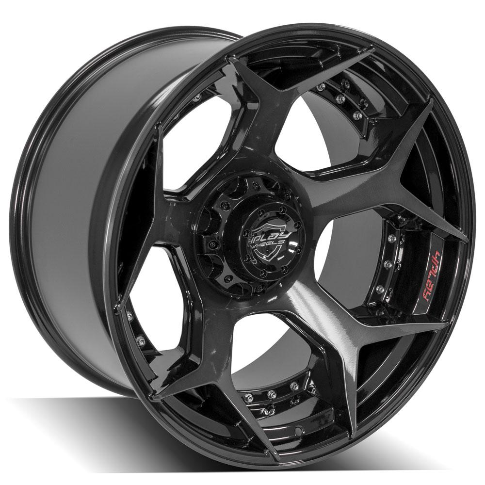4PLAY Gen2 4P50 22x12 6x135mm & 6x5.5" Gloss Black w/ Brushed Face & Tinted Clear