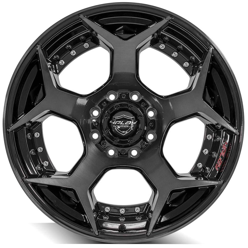 4PLAY Gen2 4P50 22x12 8x180mm Gloss Black w/ Brushed Face & Tinted Clear