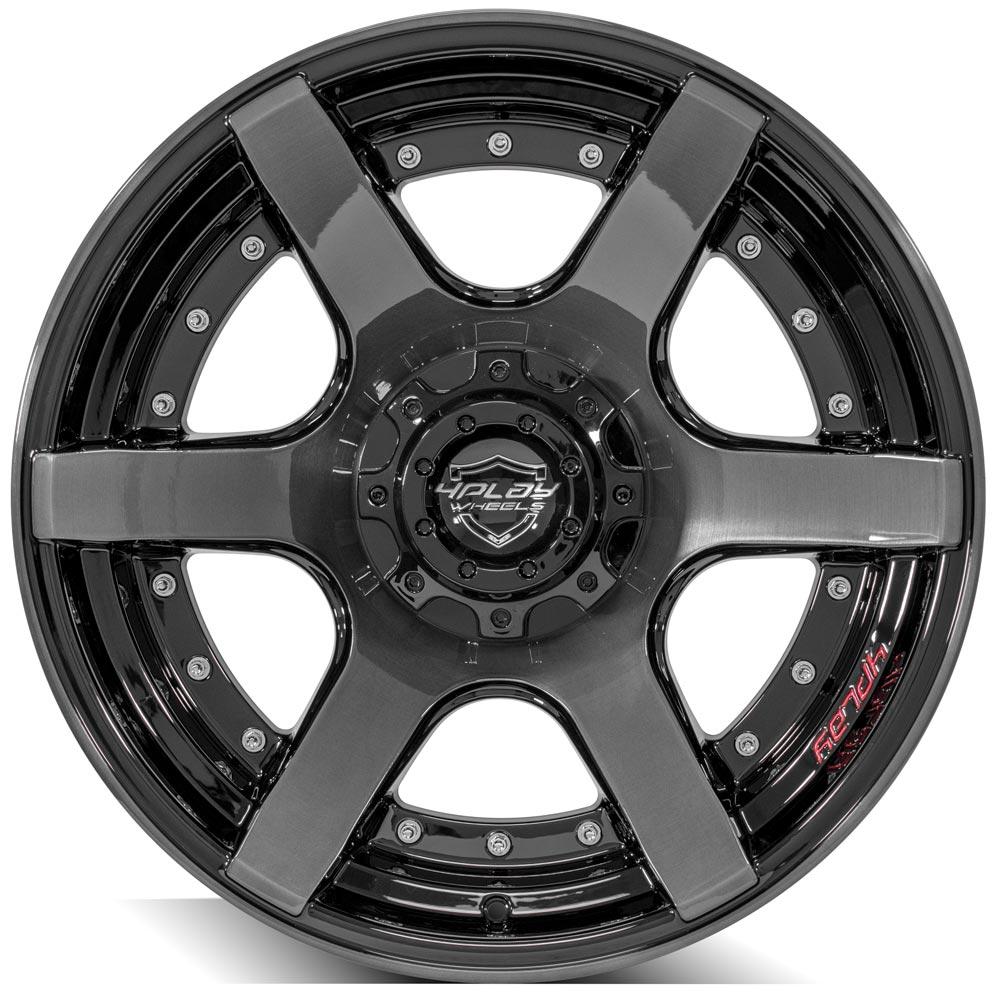 4PLAY Gen2 4P60 20x10 6x135mm & 6x5.5" Gloss Black w/ Brushed Face & Tinted Clear