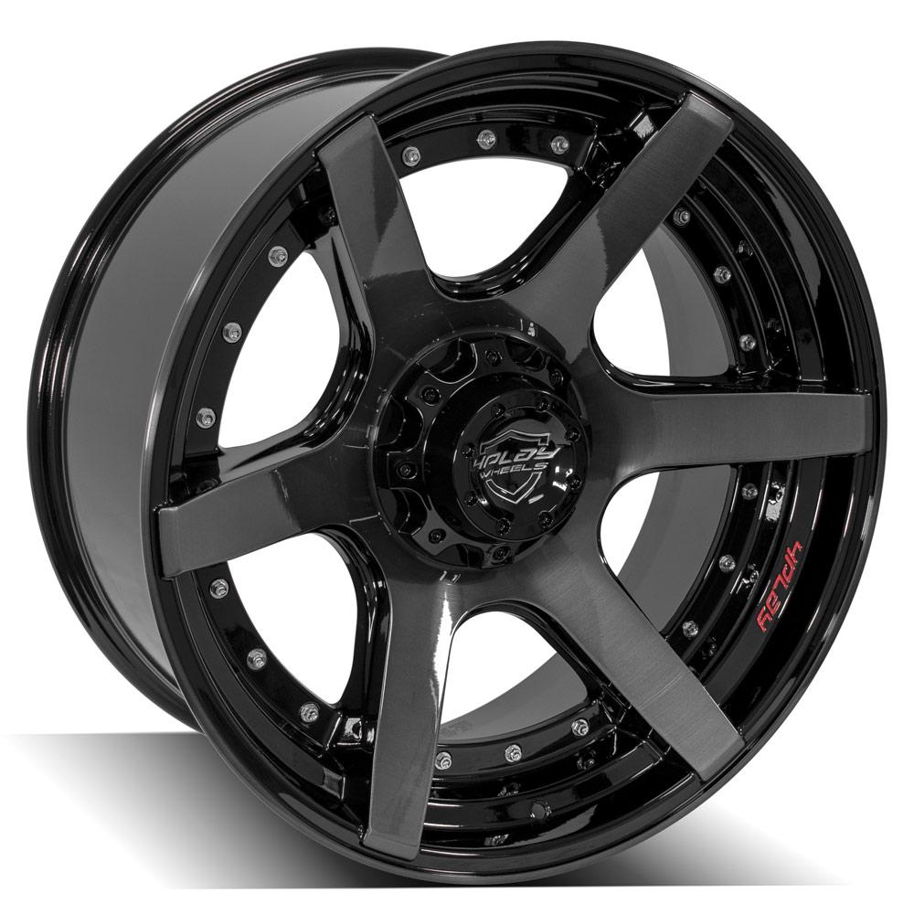 4PLAY Gen2 4P60 22x10 6x135mm & 6x5.5" Gloss Black w/ Brushed Face & Tinted Clear