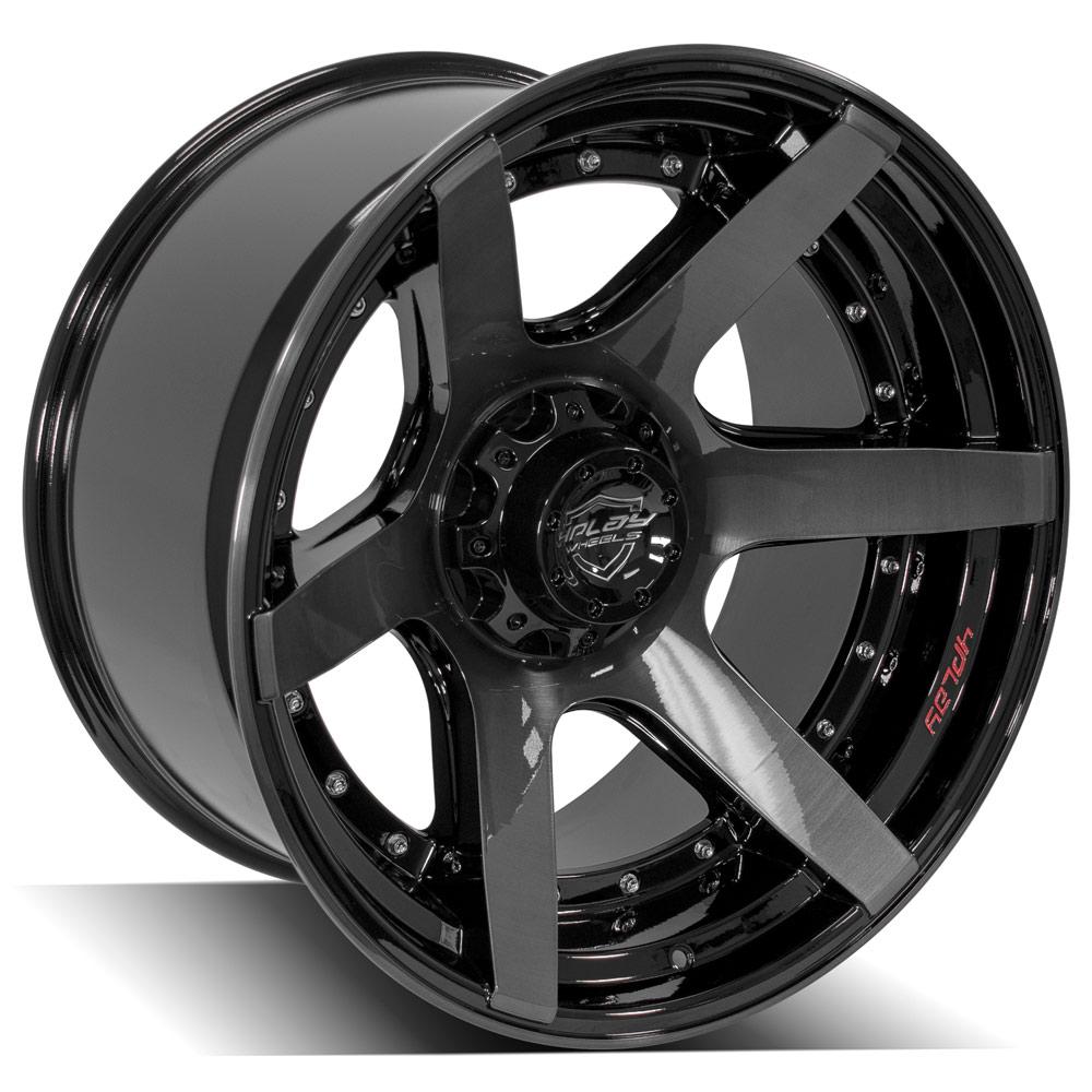 4PLAY Gen2 4P60 22x12 6x135mm & 6x5.5" Gloss Black w/ Brushed Face & Tinted Clear