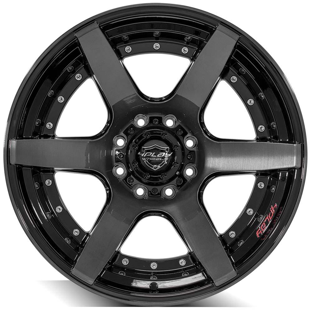 4PLAY Gen2 4P60 22x12 8x170mm Gloss Black w/ Brushed Face & Tinted Clear