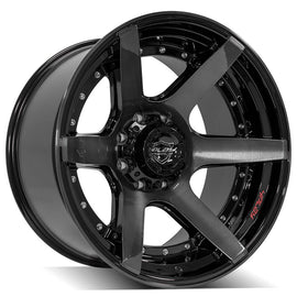 4PLAY Gen2 4P60 22x12 8x180mm Gloss Black w/ Brushed Face & Tinted Clear
