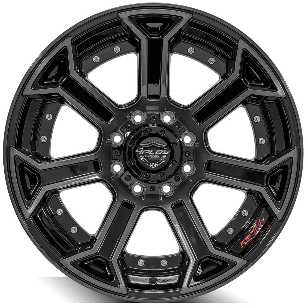 4PLAY Gen2 4P70 22x10 8x180mm Gloss Black w/ Brushed Face & Tinted Clear