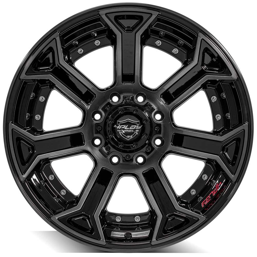 4PLAY Gen2 4P70 22x12 8x180mm Gloss Black w/ Brushed Face & Tinted Clear