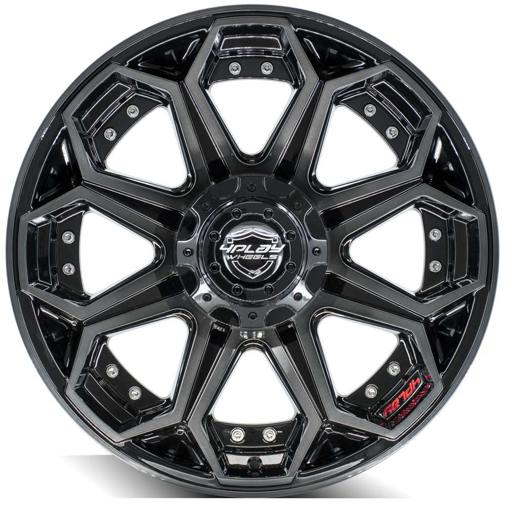 4PLAY Gen2 4P80R 20x9 5x5" & 5x5.5" Gloss Black w/ Brushed Face & Tinted Clear