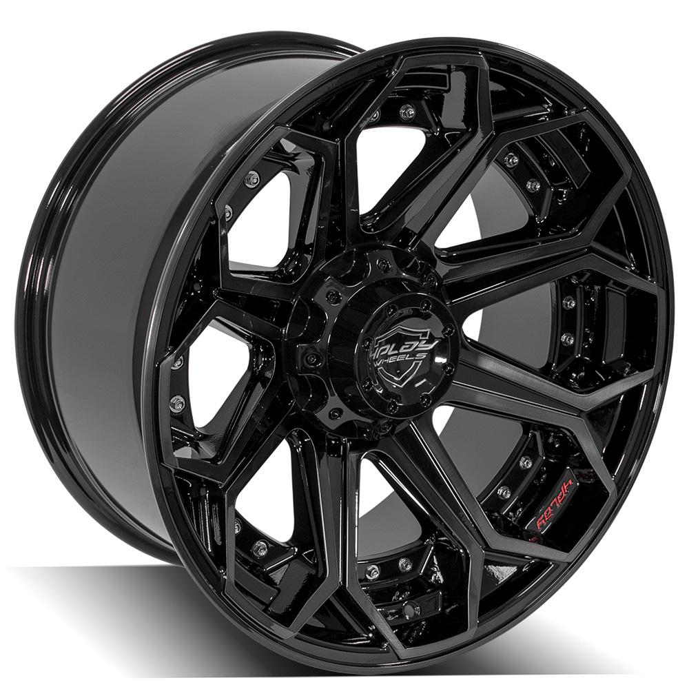 4PLAY Gen2 4P80R 20x10 6x135mm & 6x5.5" Gloss Black w/ Brushed Face & Tinted Clear