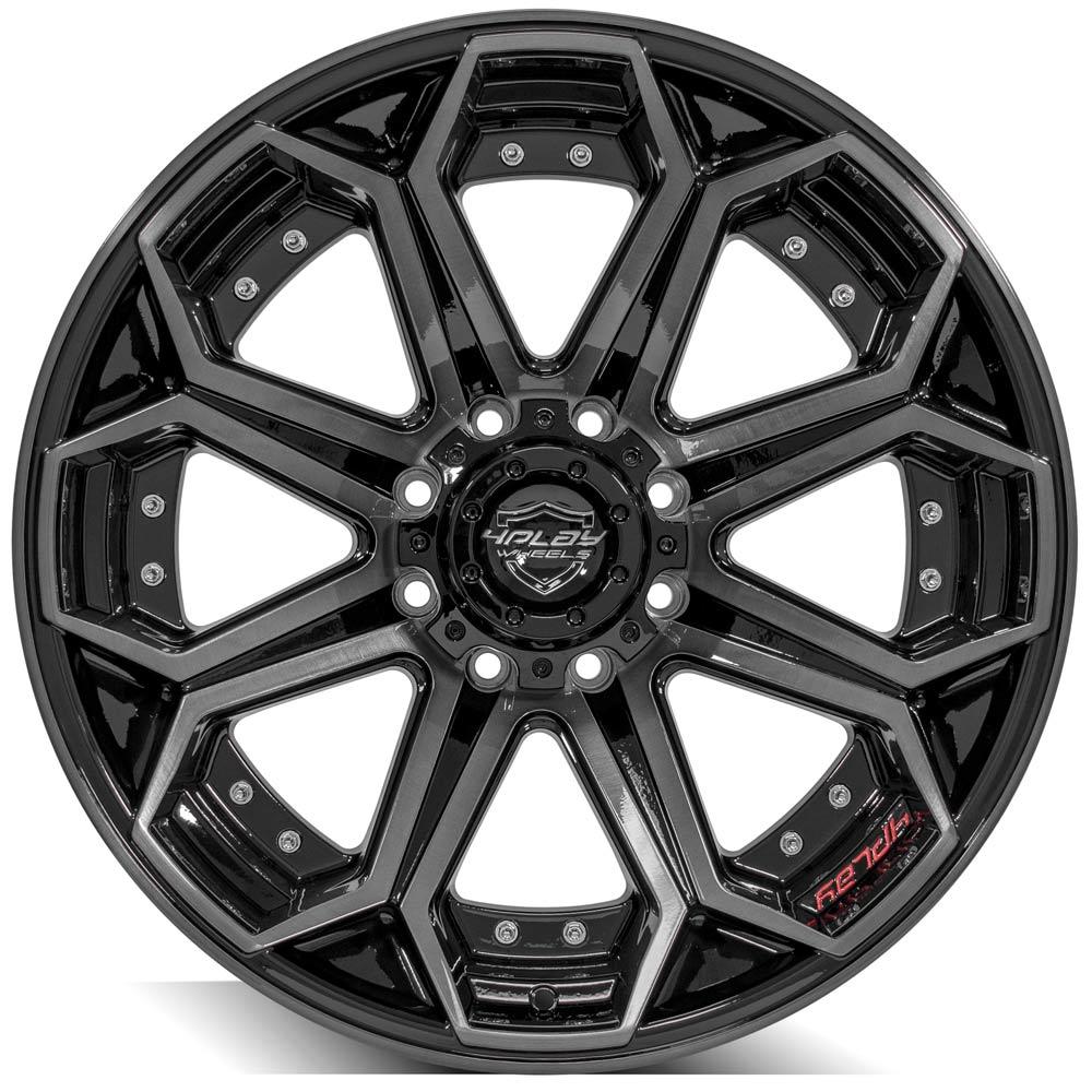 4PLAY Gen2 4P80R 22x10 8x180mm Gloss Black w/ Brushed Face & Tinted Clear