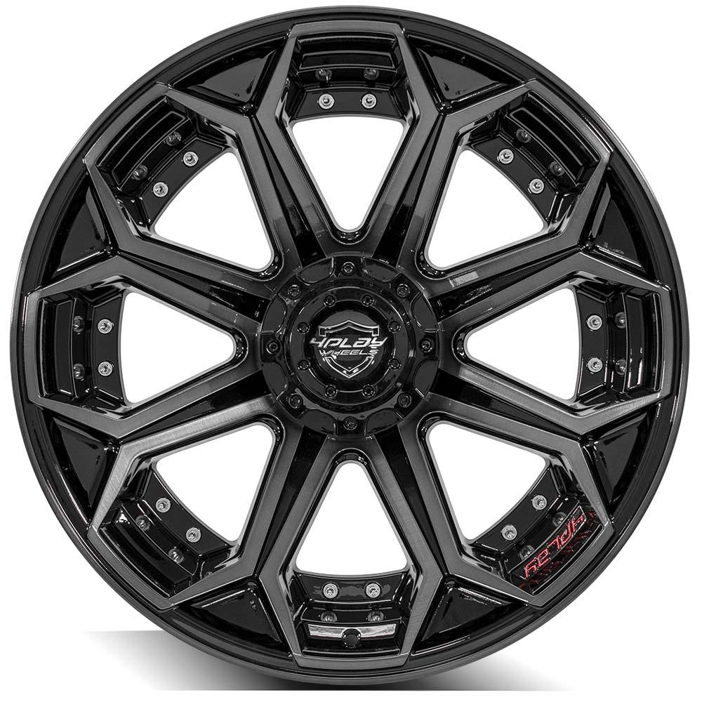 4PLAY Gen2 4P80R 22x12 6x135mm & 6x5.5" Gloss Black w/ Brushed Face & Tinted Clear