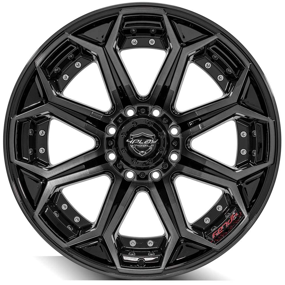 4PLAY Gen2 4P80R 22x12 8x180mm Gloss Black w/ Brushed Face & Tinted Clear